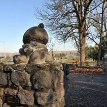 Rock plinths, looking towards the freeway